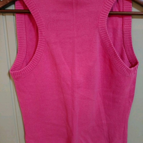 Knitted sleeveless vest spring fuchsia like new, cotton
