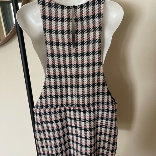 Zara trf checked salopette dress L like new, black and pink