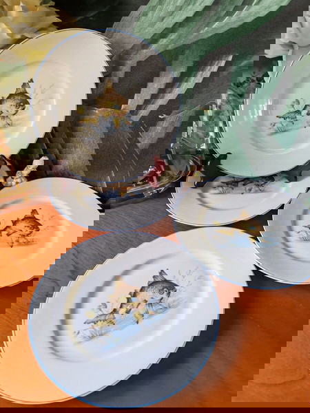 4 Epiag  porcelain dishes- fish