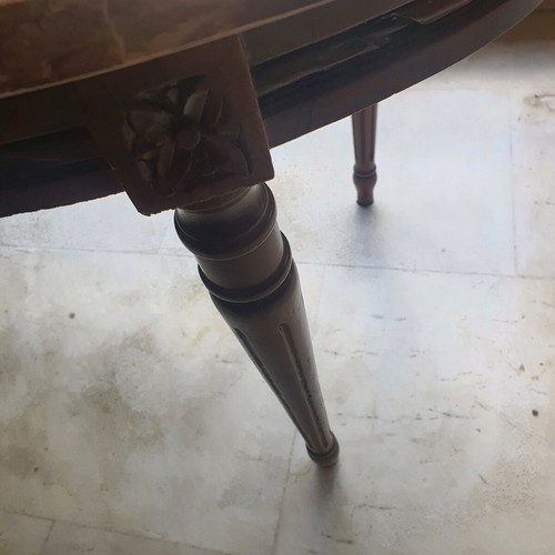 Vintage wooden table with marble top, 60-70s