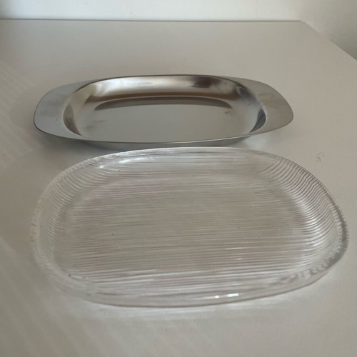 WMF Butterdish like new, glass and inox, made in Germany