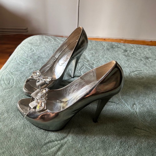 Silver bridal pumps used, size 41