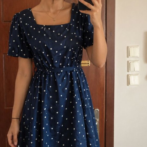 Midi dress 1XL new, white and blue