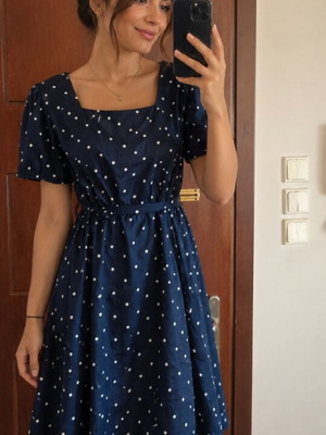 Midi dress 1XL new, white and blue