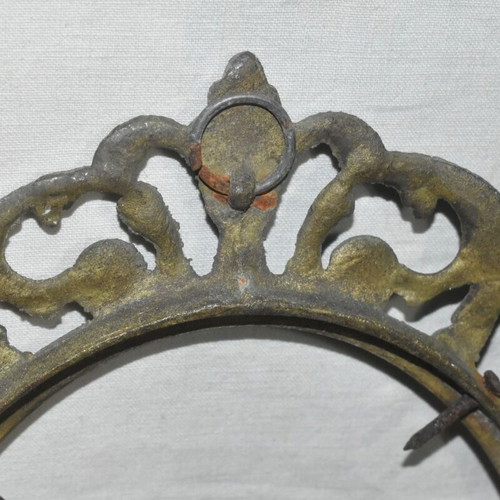 Brass oval frame used with embossed vintage design