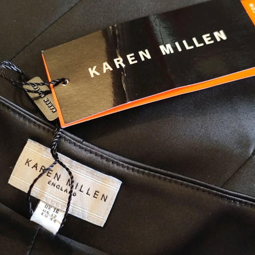 Karen Millen dress black satin, new, formal strapless