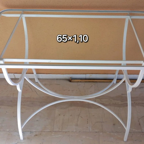 Fer Forje set used, white, 5 pieces with table and chairs