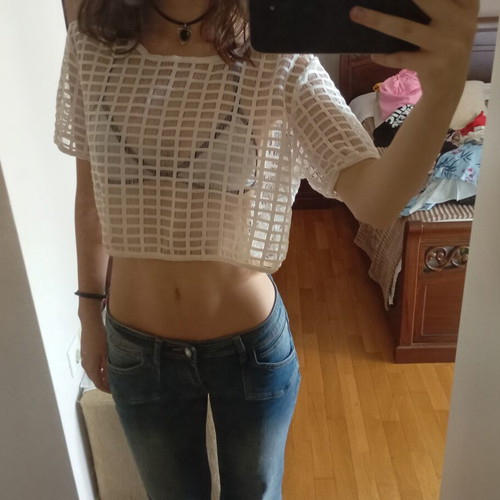 See-through top with bikini set