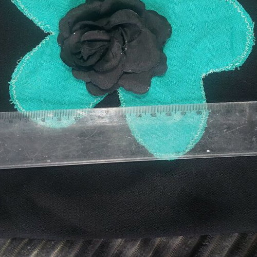 Handmade Black Fabric Crossbody Bag like new with Turquoise Flower