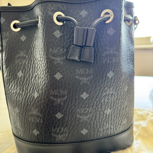 MCM Monogram Canvas Bucket Bag with Matching Zip Pouch Like New