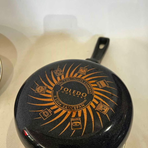 Toledo saucepan used, dark blue 13x31x15.5 cm