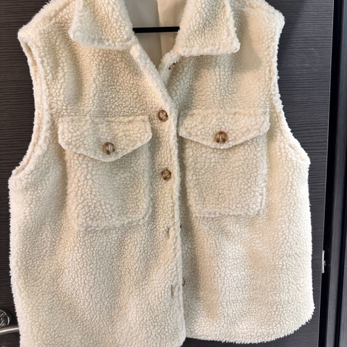 Shein Teddy sleeveless vest M, off-white