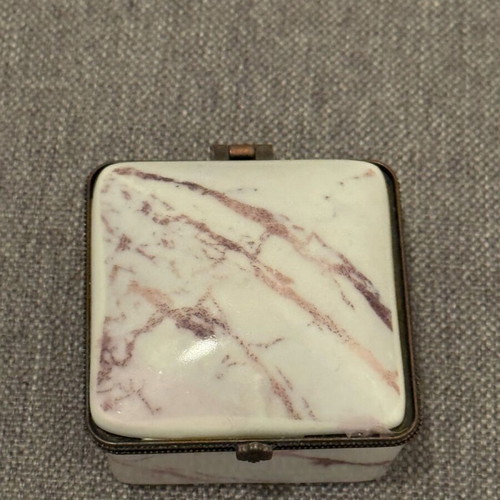 Jewelry boxes set of 2 unused with marble look and bronze closure