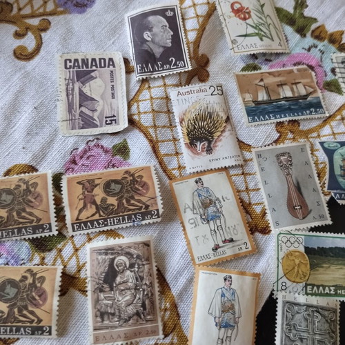 Mega collection of 400+ vintage stamps in authentic retro Elza box, used
