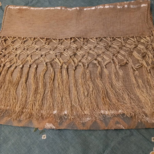 Soufli silk embroidery table runner new, beige