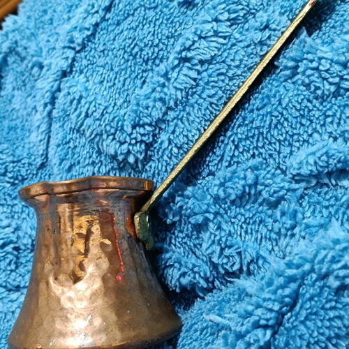 Vintage copper Greek coffee briki set of 3 pieces, good condition