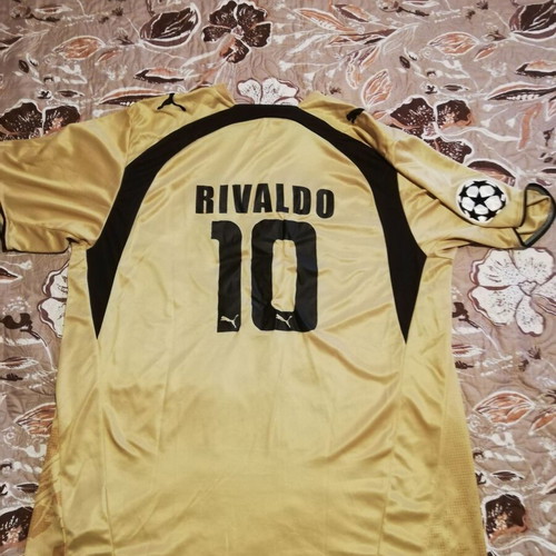 Olympiacos gold jersey Rivaldo Large like new with Champions League patch