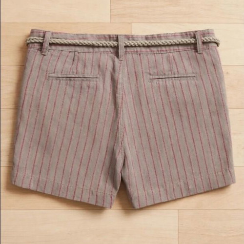 Linen shorts with knitted belt, new, size M 38 10, gray and red