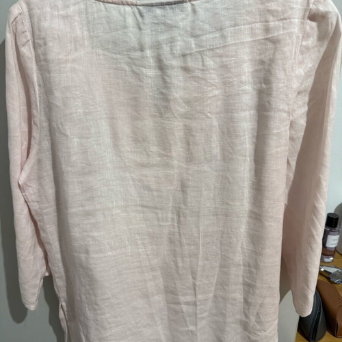 Linen blouse like new, pink confetti, size XL