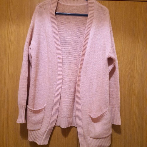 Knitted pink cardigan like new with pockets, size XL