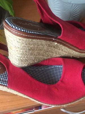 Paolo Bocelli Red Platform Espadrille Sandals Size 38.5 New