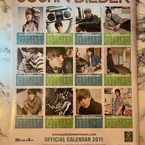Justin Bieber 2011 Official Calendar A3 size, new