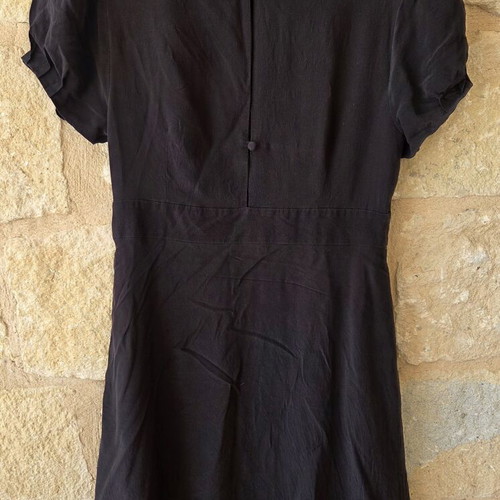 Monsoon 100% Silk Black Vintage Dress with Puff Sleeves like new