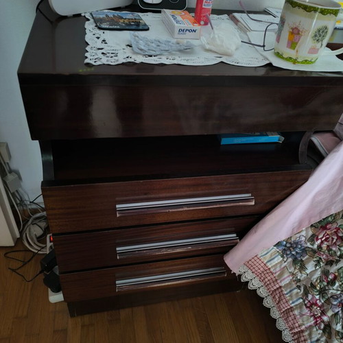 Nightstands set of 2 used with three drawers and inner shelf