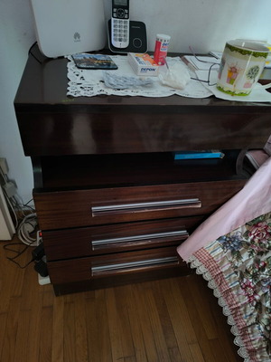 Nightstands set of 2 used with three drawers and inner shelf