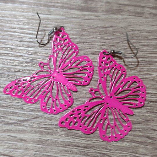 Hanging earrings new, metal 2.6x5 cm, pink