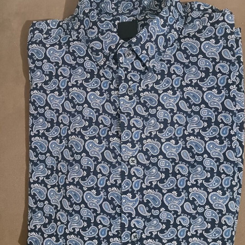 H&M men's regular fit shirt, blue multicolor, size M