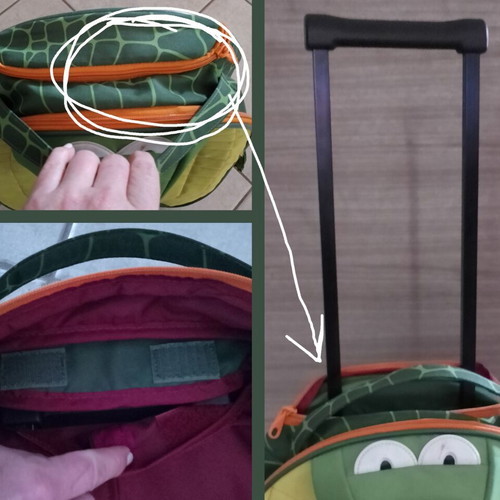Happy Sammies Samsonite children's suitcase used, green and orange