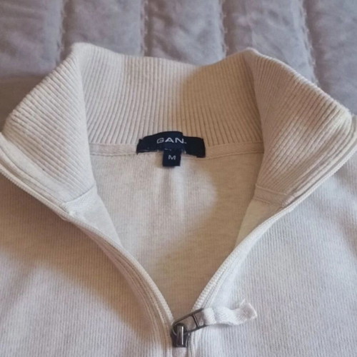 Gant Unisex Long-Sleeve Sweater with Zipper Medium Used, White