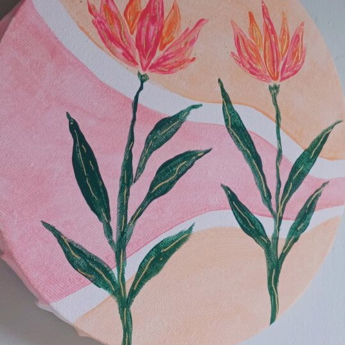 Painting new, original handmade artwork with acrylics