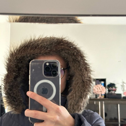 Down jacket with fur composition Polo, blue, size medium