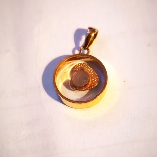 Gold pendant with diamond, 18k, handmade
