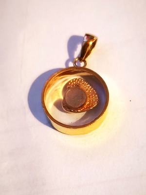 Gold pendant with diamond, 18k, handmade