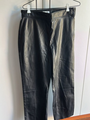 H&M black vegan leather straight pants like new, size 12 EU 40