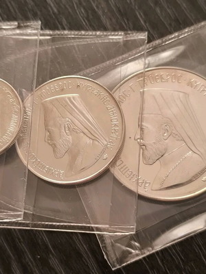 Сет сребърни монети Макариос 3, 6 и 12 лири като нови