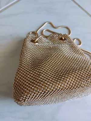Gold evening bag new with rhinestones and removable chain