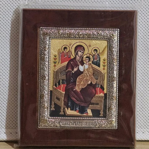 Russian Style Icon of Virgin Mary with Christ new, 925 silver with certificate