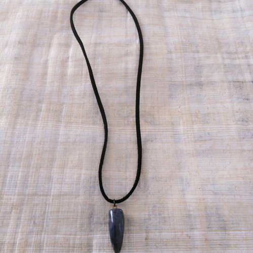 Pendant with hematite semi-precious stone and suede cord new