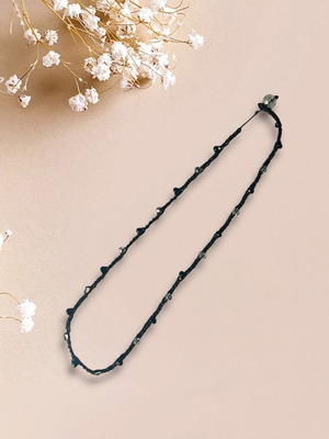 Macrame necklace new with small transparent and black crystal beads