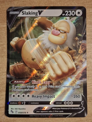 Slaking V Pokemon TCG used (PGO 058)