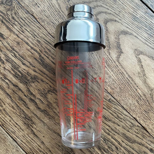 Vintage Gordon's glass shaker with plastic lid used