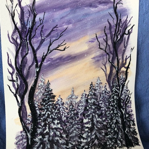 Watercolours art new, winter day 21x29