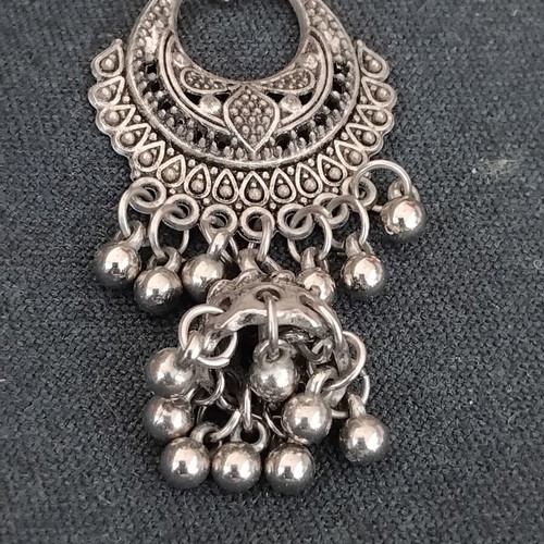 Vintage Boho Έθνικ σκουλαρίκια σαν καινούργιο, ασημί, ινδικό στυλ Jhumka