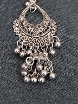 Vintage Boho Έθνικ σκουλαρίκια σαν καινούργιο, ασημί, ινδικό στυλ Jhumka