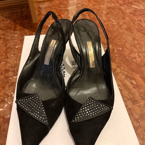 Gianna Kazakou leather sling back heels used, black