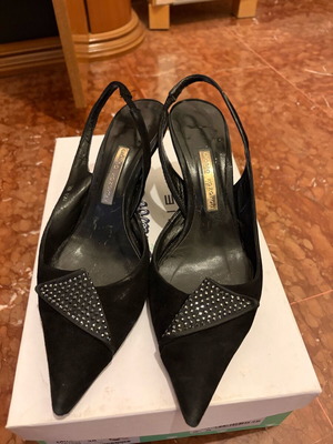 Gianna Kazakou leather sling back heels used, black